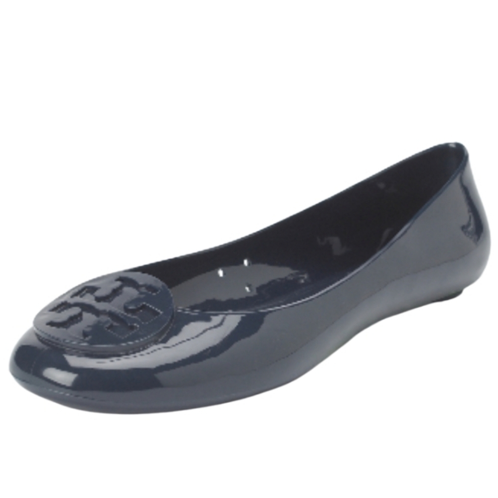 TORY BURCH Navy Jelly Ballet Flats with Logo.